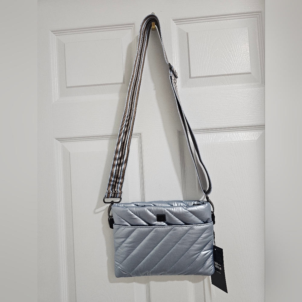 Think Royln Quilted Crossbody Bag – Pearl Ice Blue – NWT